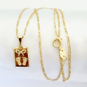 18K Gold Filled Baby Girl Footprints Necklace.New